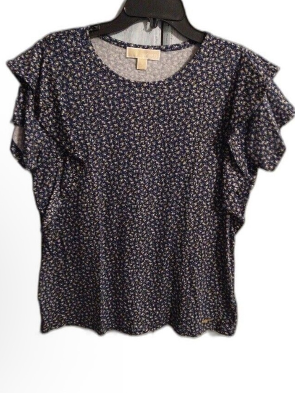 Michael Kors  ruffled Floral sleeve top NWT Blue Boho Cottage Core Feminine